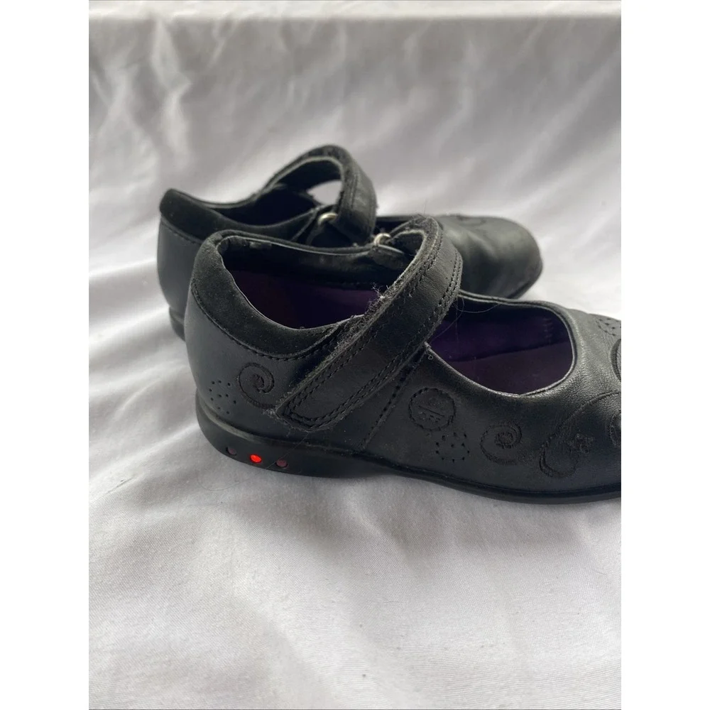 Clarks Breeanjo Children Mary Jane Black Light Up Leather Casual Flats Size 7.5